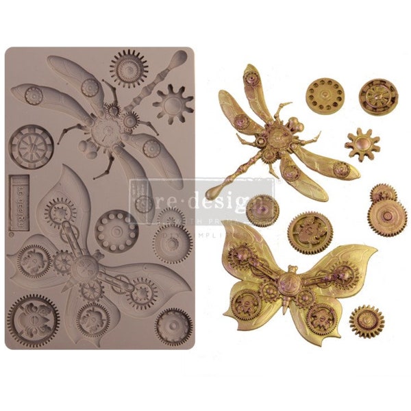 Prima Mould Redesign "Mechanical Insecta"  - Vintage Art Decor silicon mold Food safe 652142
