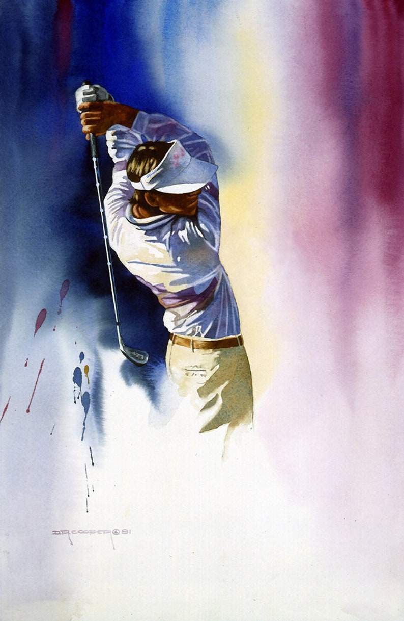 Golf Golf Art peinture Golf golfeur Golf impression décor Etsy