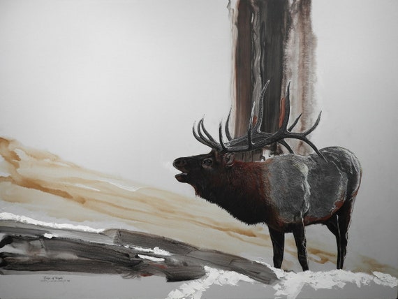 Elk painting, wildlife art, wildlife print, wildlife wall art, wildlife decor, wall art, wildlife painting, call of the wild