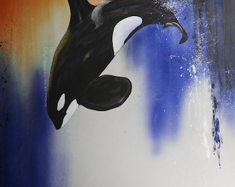 killer whale, orca painting, whale print, nature art, whale painting, wildlife art, wildlife painting,