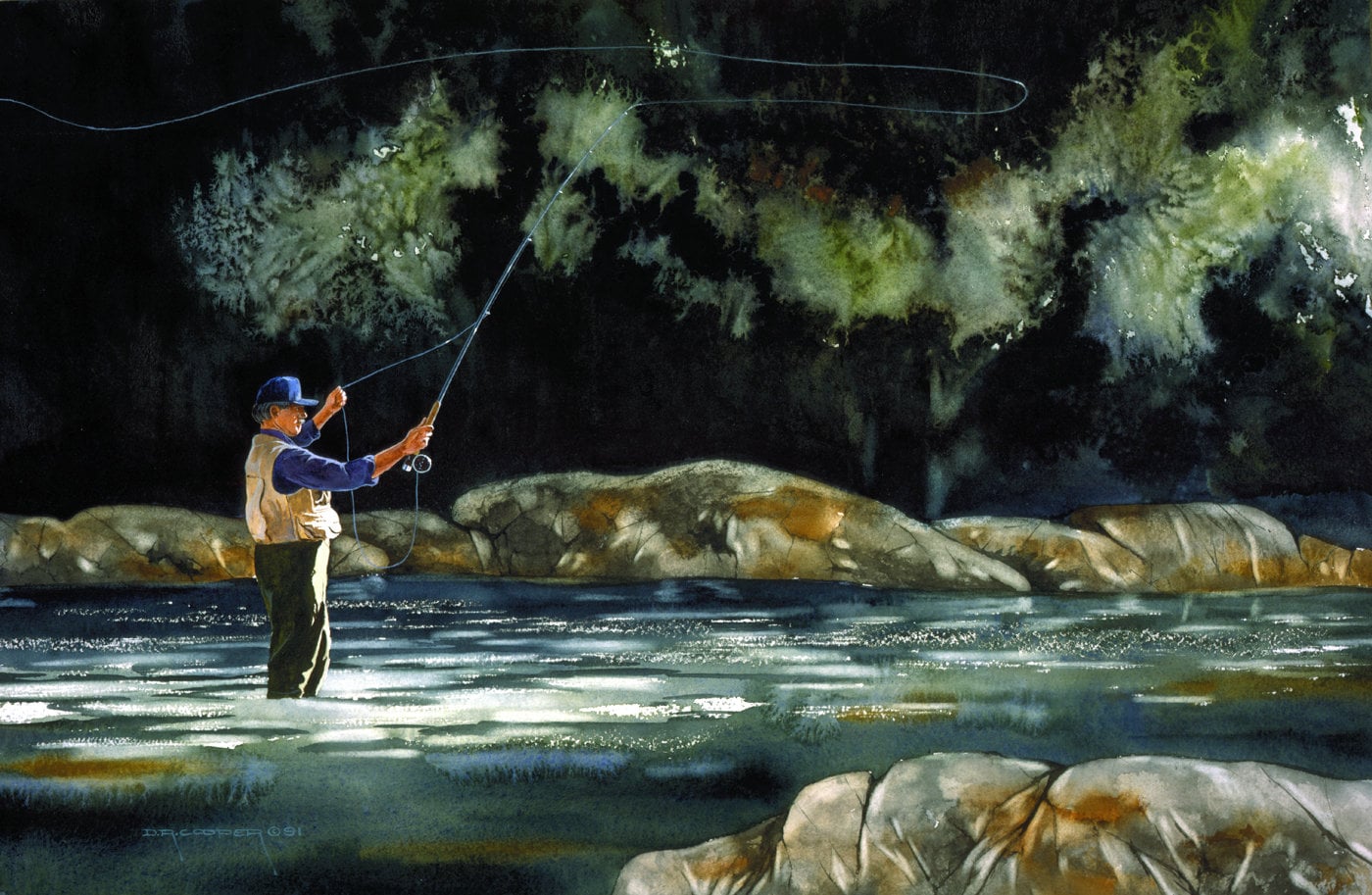 Fly fishing, fly fishing print, fishing print, fly fishing art, sports art,  summer sport, fishing decor, wall decor