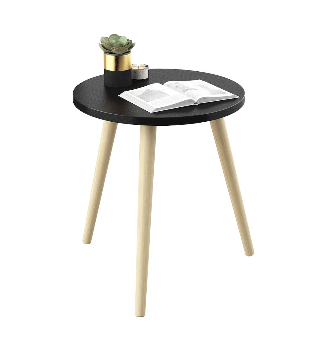 Round side table small wood end table accent table for living etsy