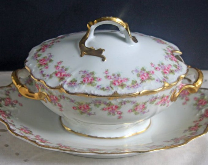 Elite Limoges Gravy Boat With Lid and Attached Plate . Etsy