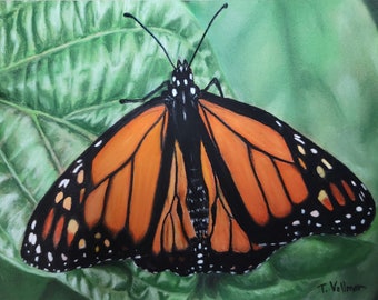 Original Pastel Painting Drawing Monarch Butterfly