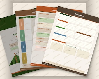 Family Camping Trip Planner | 7 Page Printable Digital Download | Camping with Toddlers | Packing List Meal Planner Activities