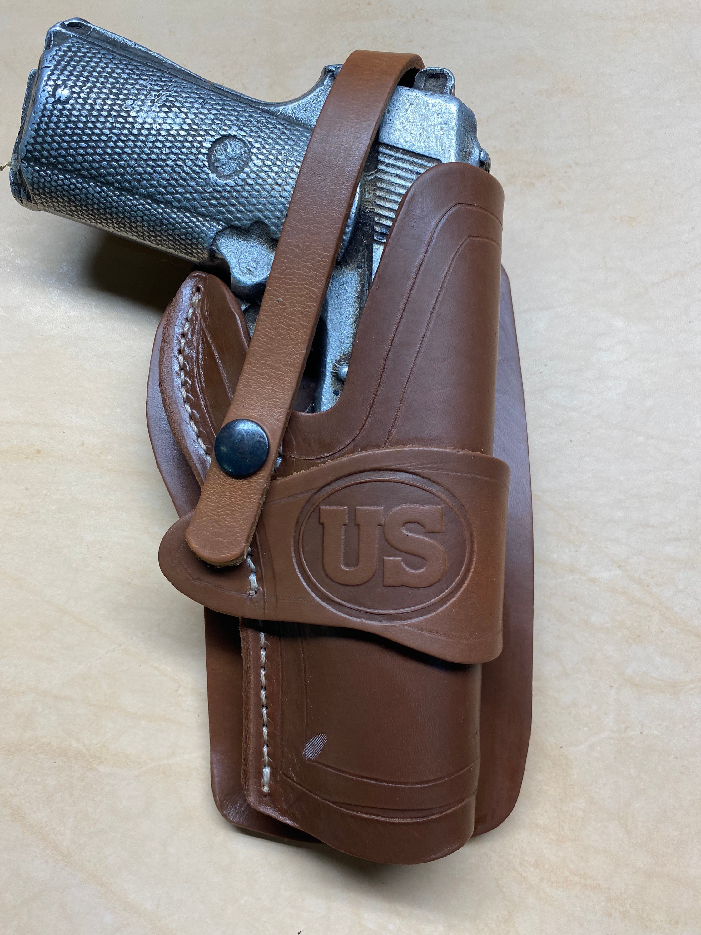 Basket Weave Leather Open Top Belt Holster for Colt Ruger Springfield  Armory 1911 45 Acp 