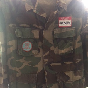 Recycled Vintage Custom Army Jacket with Patches