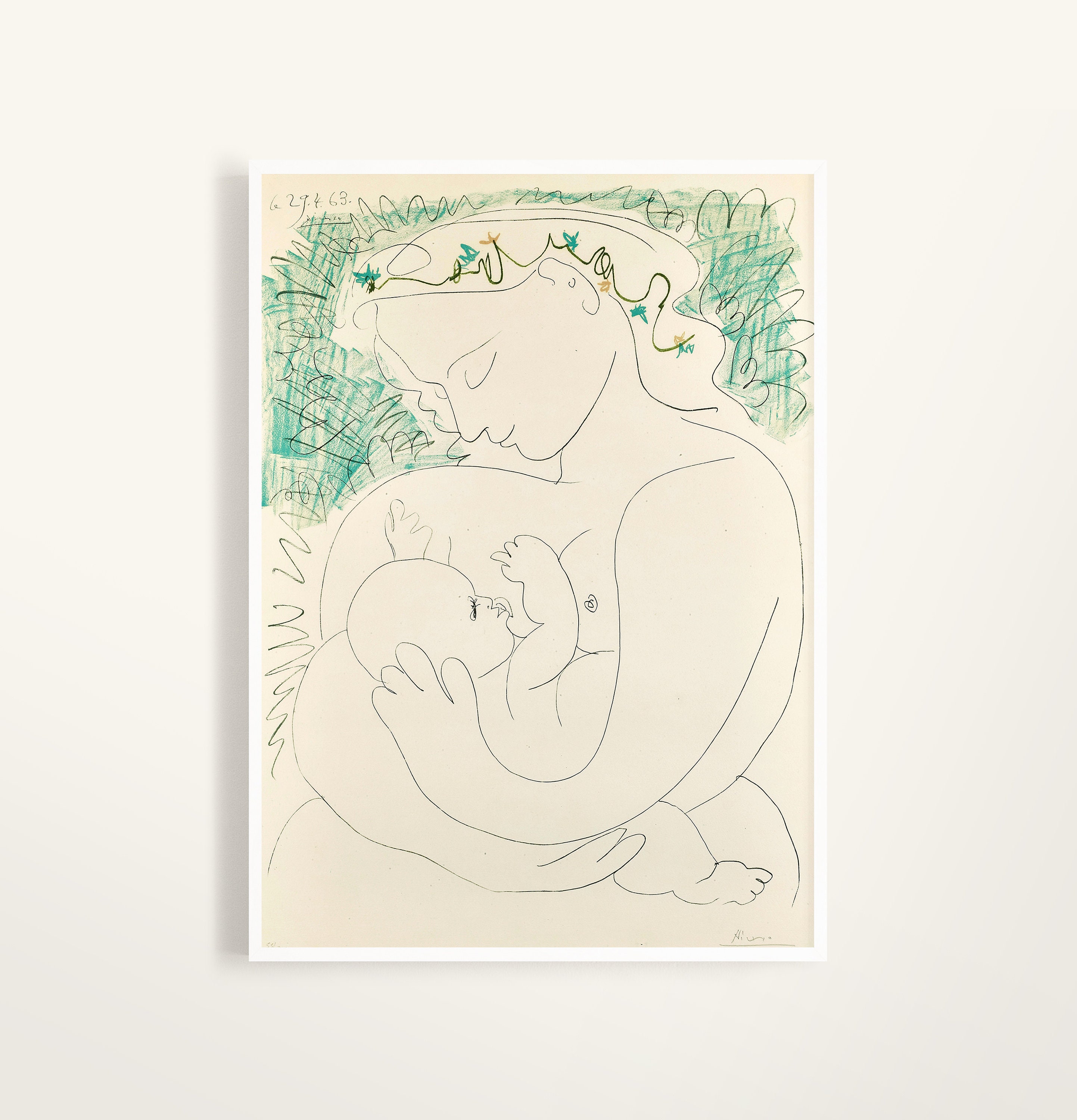 パブロ・ピカソ（Pablo Picasso）、Mother and Child 母と子3 バイ Pablo Picasso (1881-1973, France) Pablo Picasso