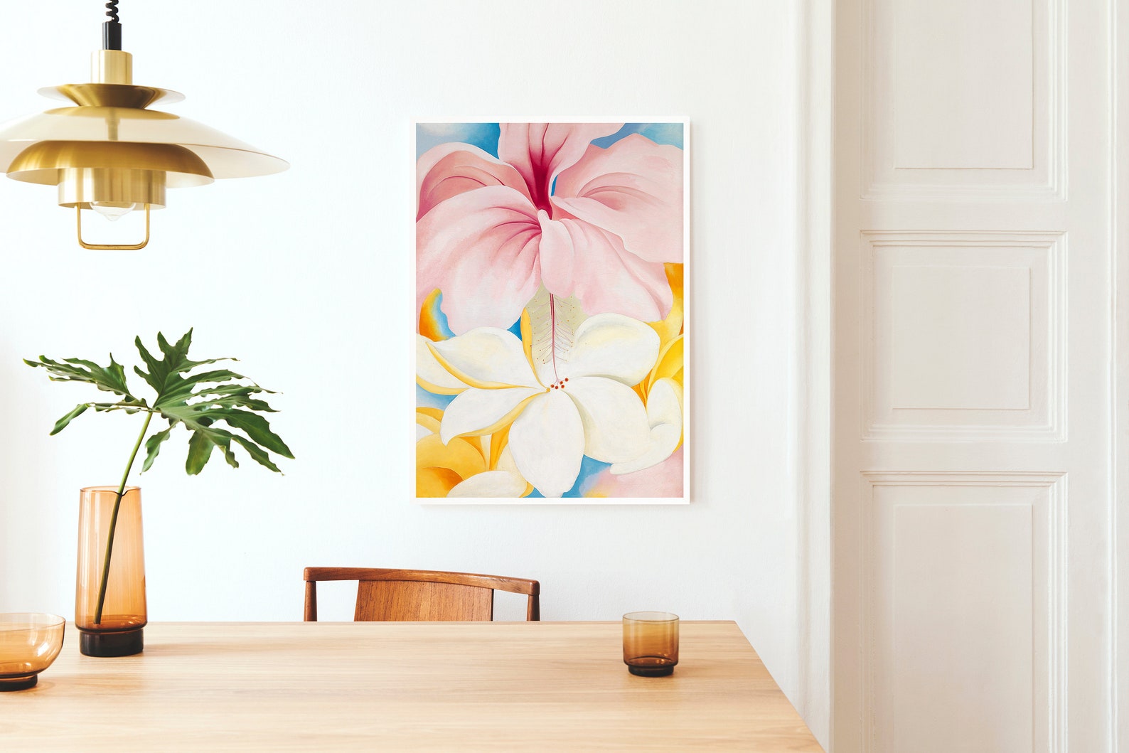O'keeffe Print Hibiscus With Plumeria Okeeffe Etsy