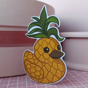 Pegatinas de frutas de pato de goma, vinilo impermeable, calcomanía, pegatina para diario, cuaderno, computadora portátil Pineapple