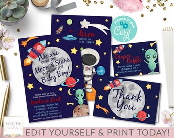 baby shower space kit corjl editable template space baby shower invitation space invite baby sprinkle invitation editprint today