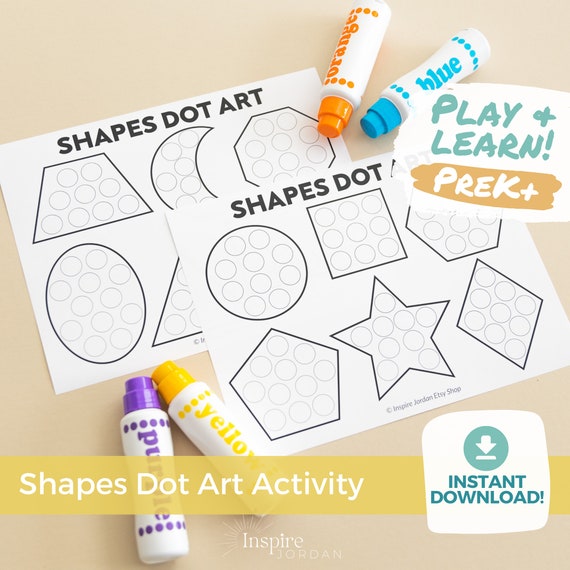 Fun and Educational Printable Shapes for Kids to Color With Dot Markers  Perfect for Homeschooling and Learning Activities Do a Dot Art (Download  Now) 