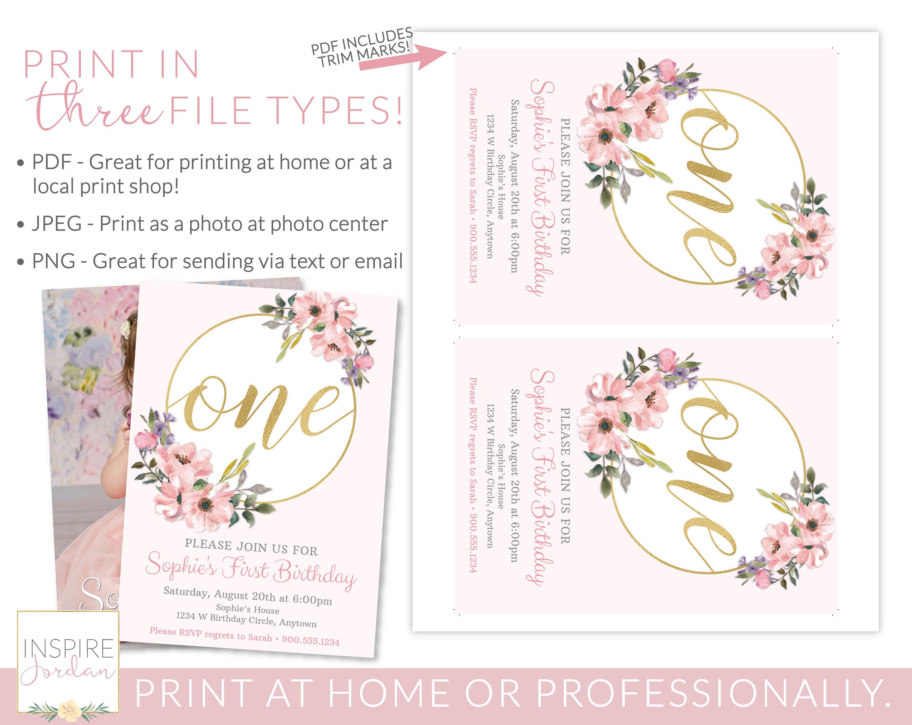 Pink Gold Invitation. Corjl Template. Editable Pink Gold Etsy Pink Gold Invitation. Corjl Template. Editable Pink Gold Etsy