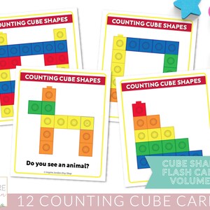 Counting Cube Shapes Printable. Unifix worksheet. Math blocks | Etsy