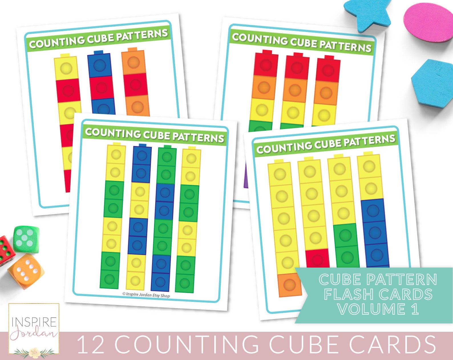 Counting Cube Pattern Printable. Unifix Worksheet. Math Blocks - Etsy