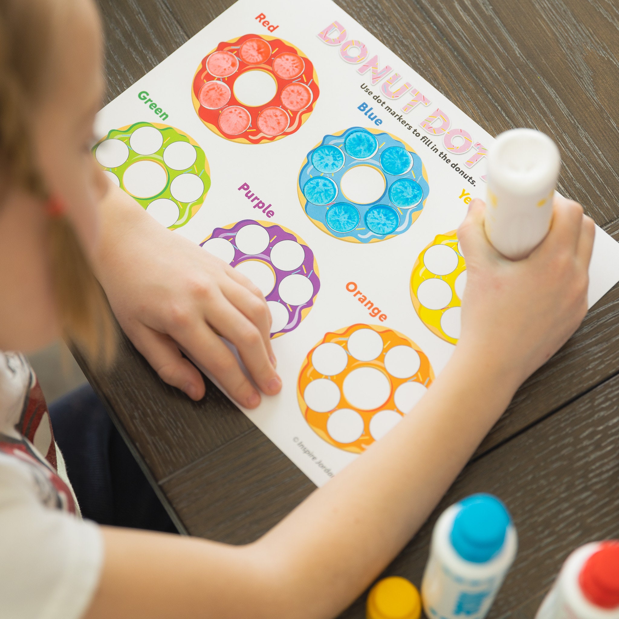 Do a Dot Donut Color Printable. Dot Marker Printable. Pom Pom Activity.  Preschool Art Project. Toddler Coloring. Dot Marker Color Learning. 