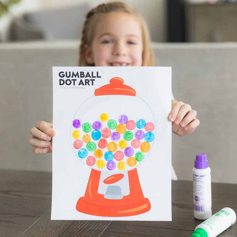 Dot Marker Gumball Machine Printable. Do a Dot Pom Pom Activity. Candy