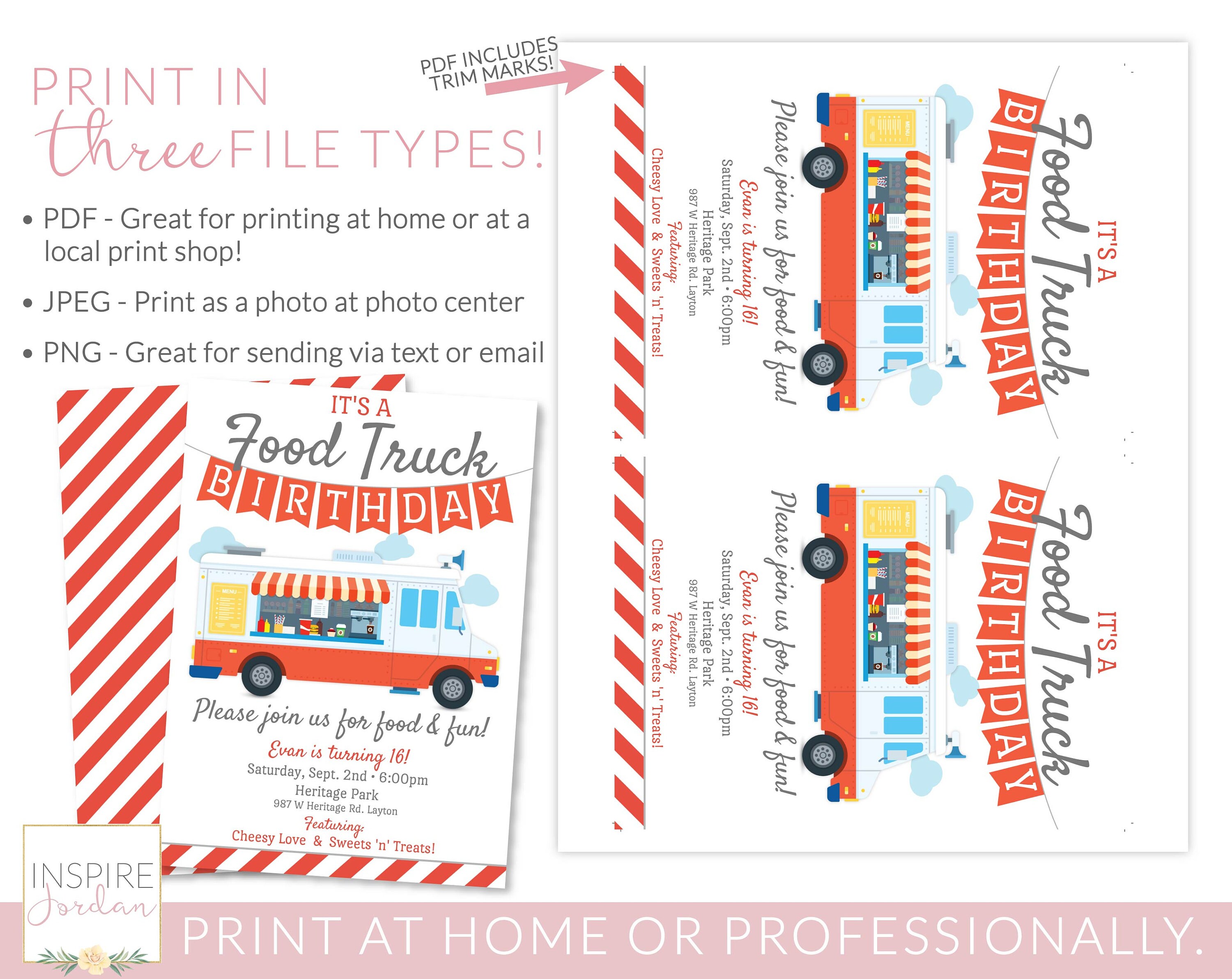 Food Truck Invitation. Corjl Template. Editable Food Truck Etsy