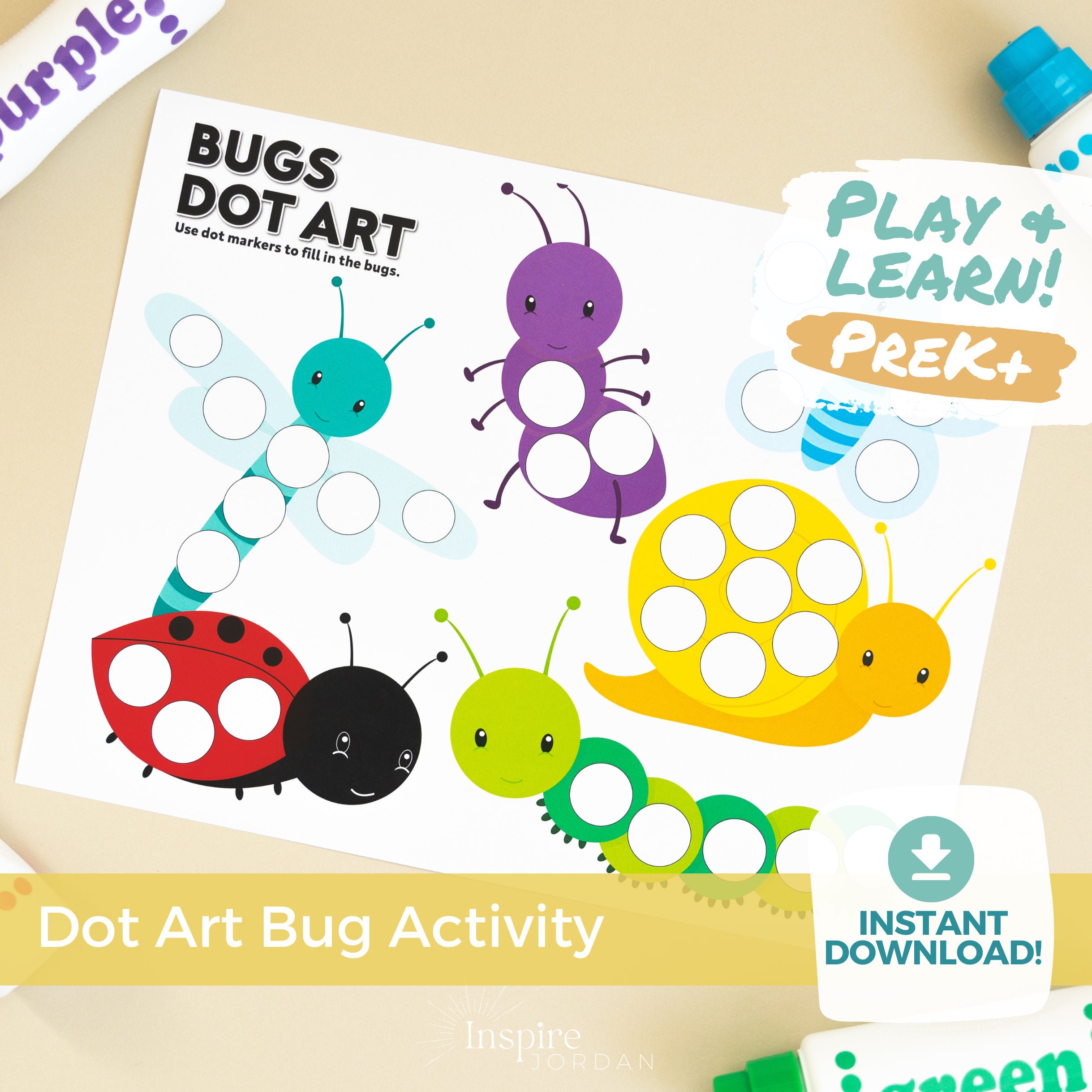 Do A Dot Bugs Printable Dot Marker Art Worksheet Bug Coloring Pages