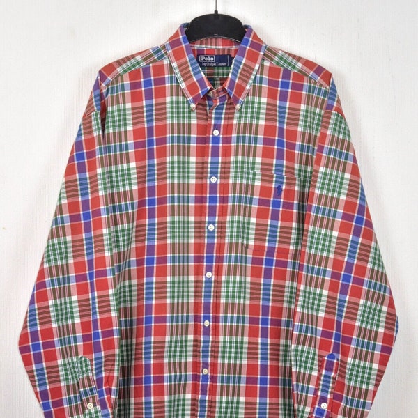 Polo Ralph Lauren Vintage 90er Jahre Herren Herrenhemd Karo mehrfarbig Gr. XL