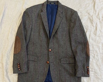 Barbour Wool Jacket Men's Check Brown Blazer Jacket Size 48 / M