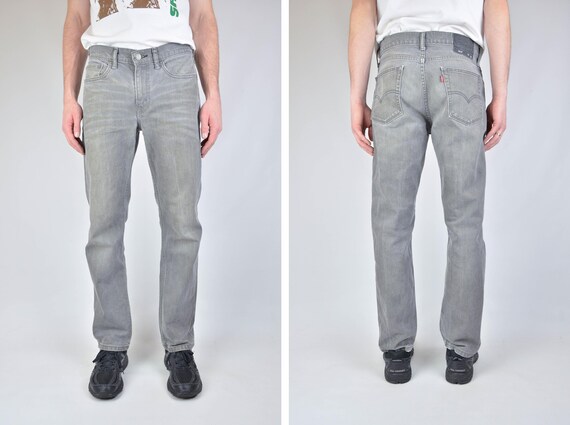 Mens Levis 514 Gray Waxed Denim Jeans 