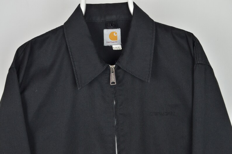 Men\u2019s Carhartt Vintage 00s Retro Black Logo Cotton Jacket Coat Size XL