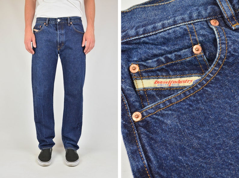 Mens 90s Diesel Keetar Dark Blue Jeans 