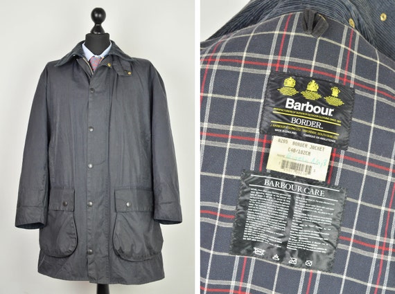 Men's Barbour A205 Border Vintage 90s Retro Navy H
