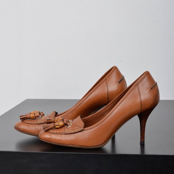 Gucci by Tom Ford Women's Brown Leather Heels Shoes Size US 6 EU 36