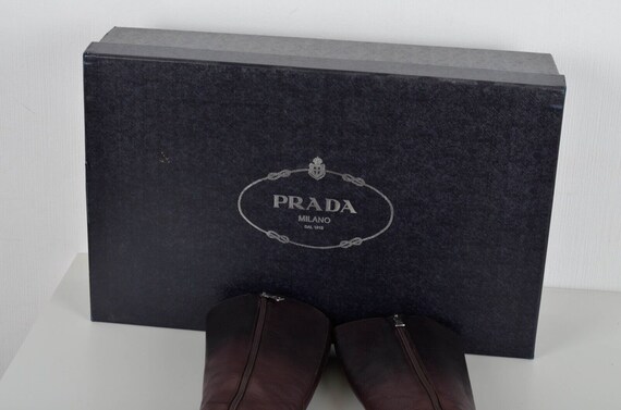 Prada Burgundy Knee Leather Boots Size US 7 EU 37 Etsy Canada