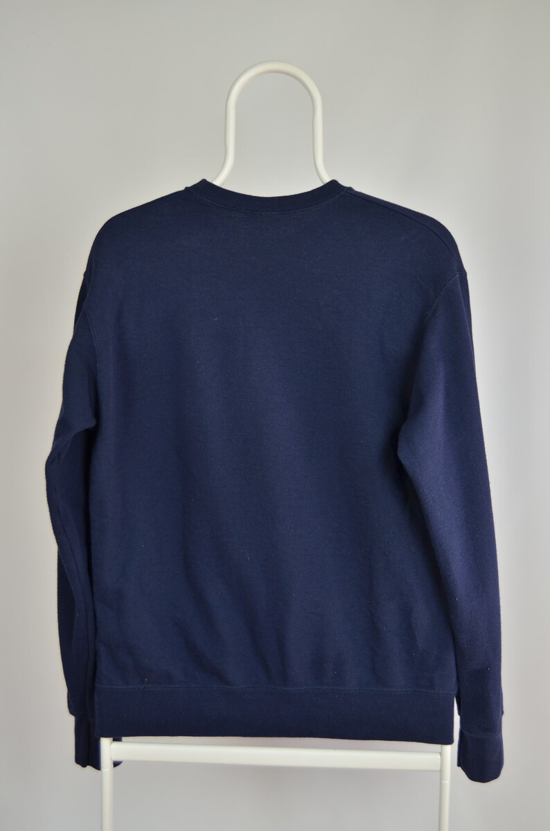 Men/'s Champion Vintage Big Logo Navy Sleeve Small Logo Sport Athletic Crew Neck Cotton Lightweight Sweatshirt Size S M