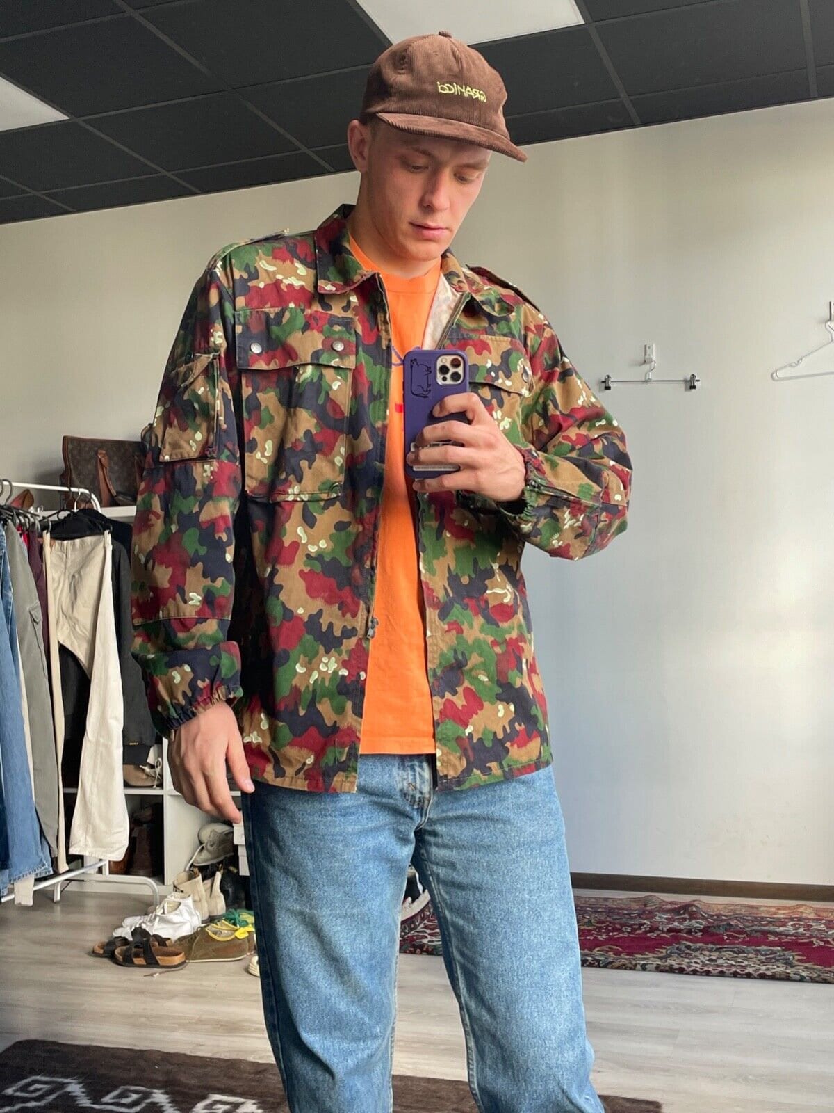 Swiss Military Vintage 90s Camo Men's Army Camo Full Zip Swiss Military Vintage 90s Camo Men's Army Camo Full Zip