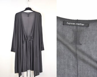 Hannes Roether Womens Cotton Viscose Gray Cardigan Sweater Size L