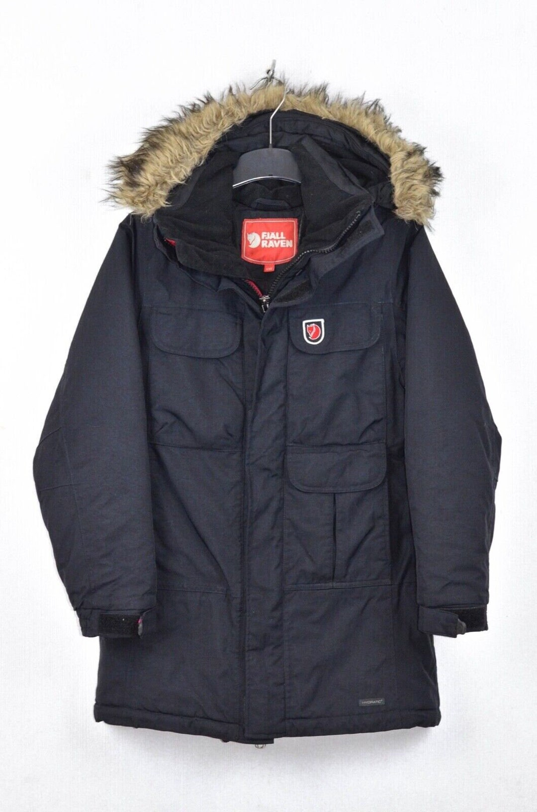 Fjallraven Kodiak Hydratic Womens Fur Trim Winter Black Parka Jacket Size  XXS 