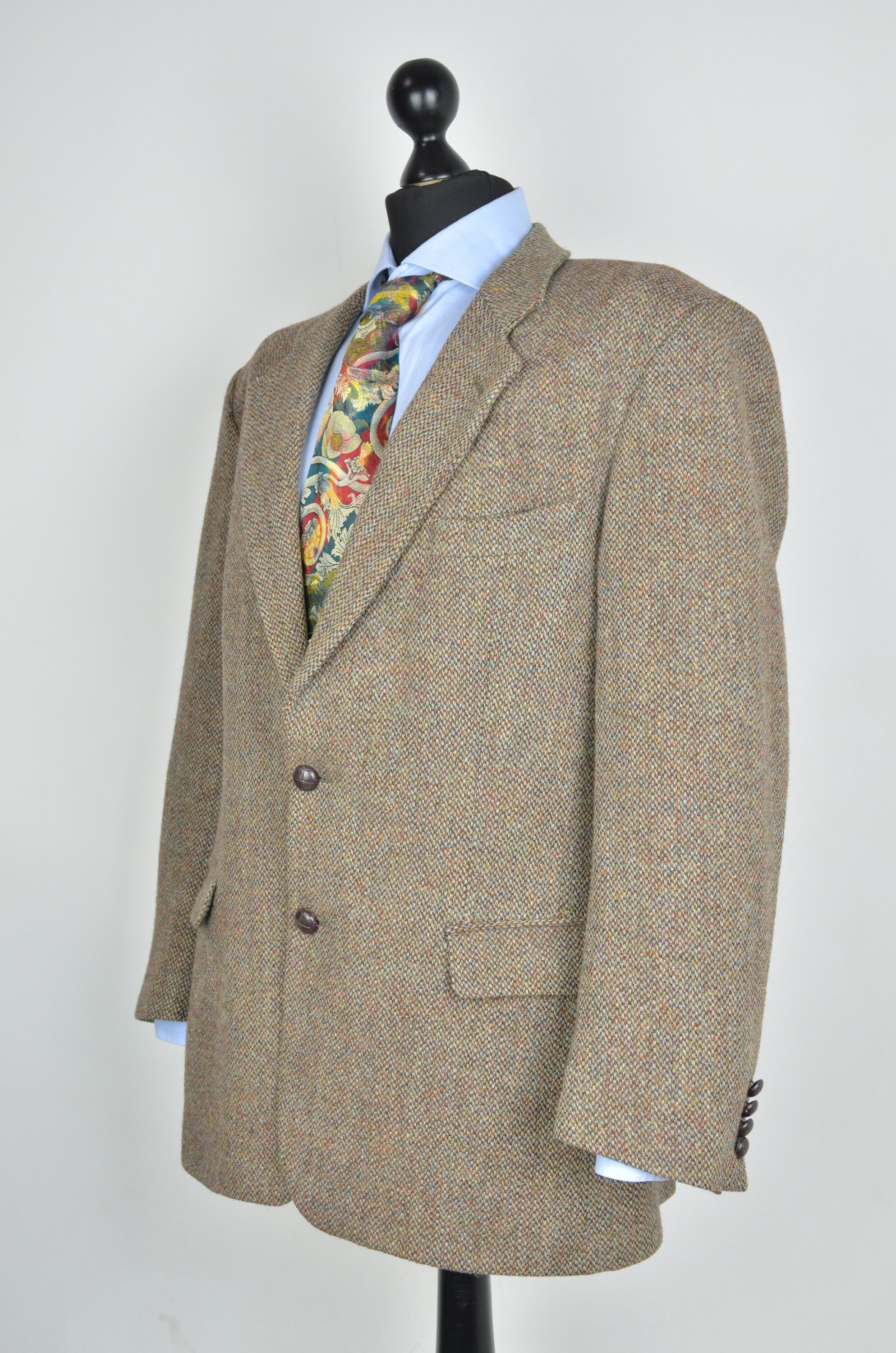 Mens Harris Tweed Marks & Spencer Vintage 90s 00s Retro Wool Etsy