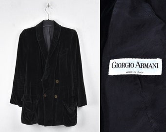 Giorgio Armani Double Breasted Vintage 80s Womens Velour Blazer Jacket Size L