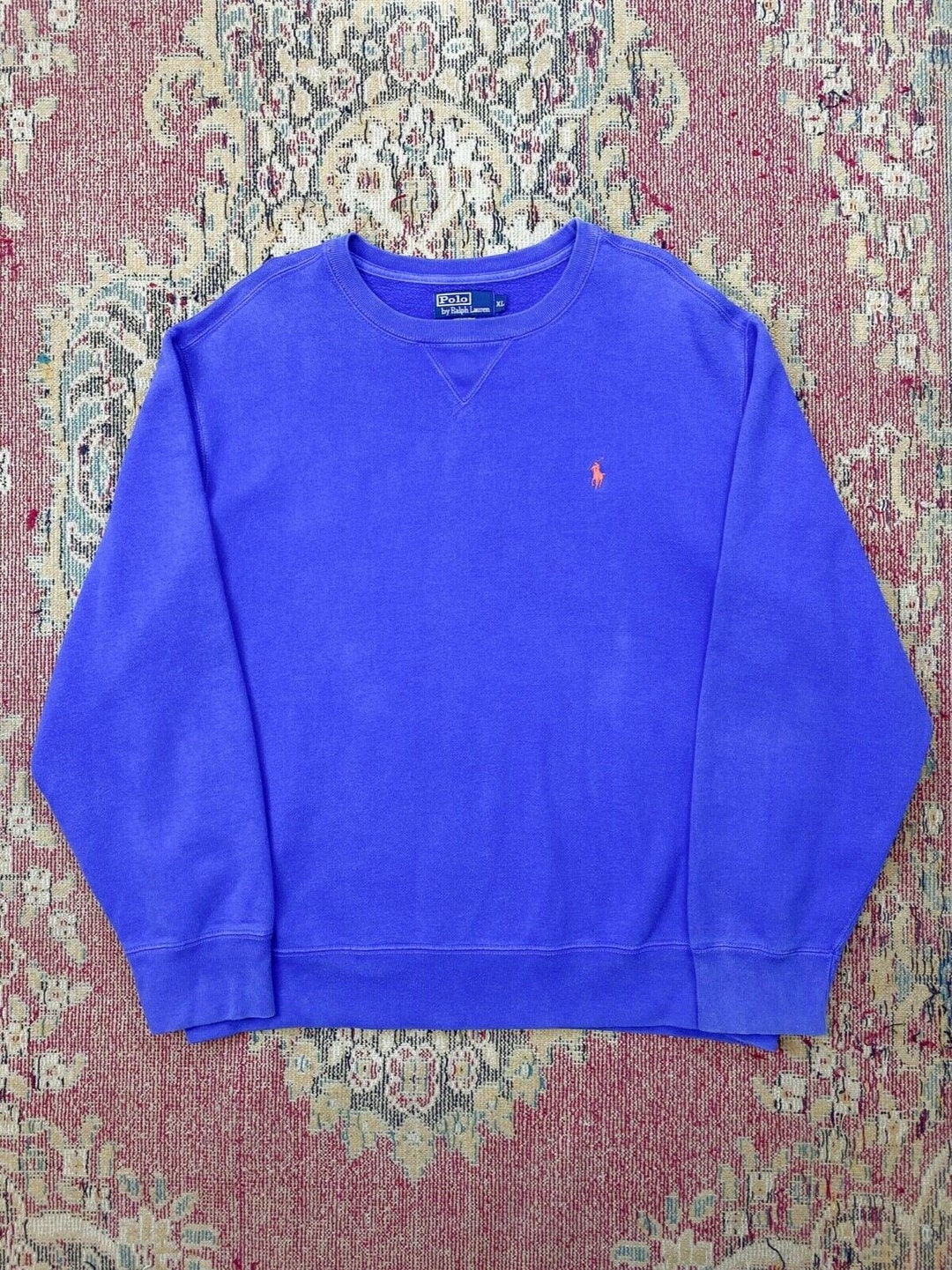 Polo Ralph Lauren Vintage 90s Mens Blue Crew Neck Sweatshirt Size