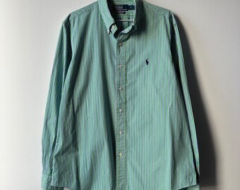 Polo Ralph Lauren Men's Stripped Green Shirt Size L