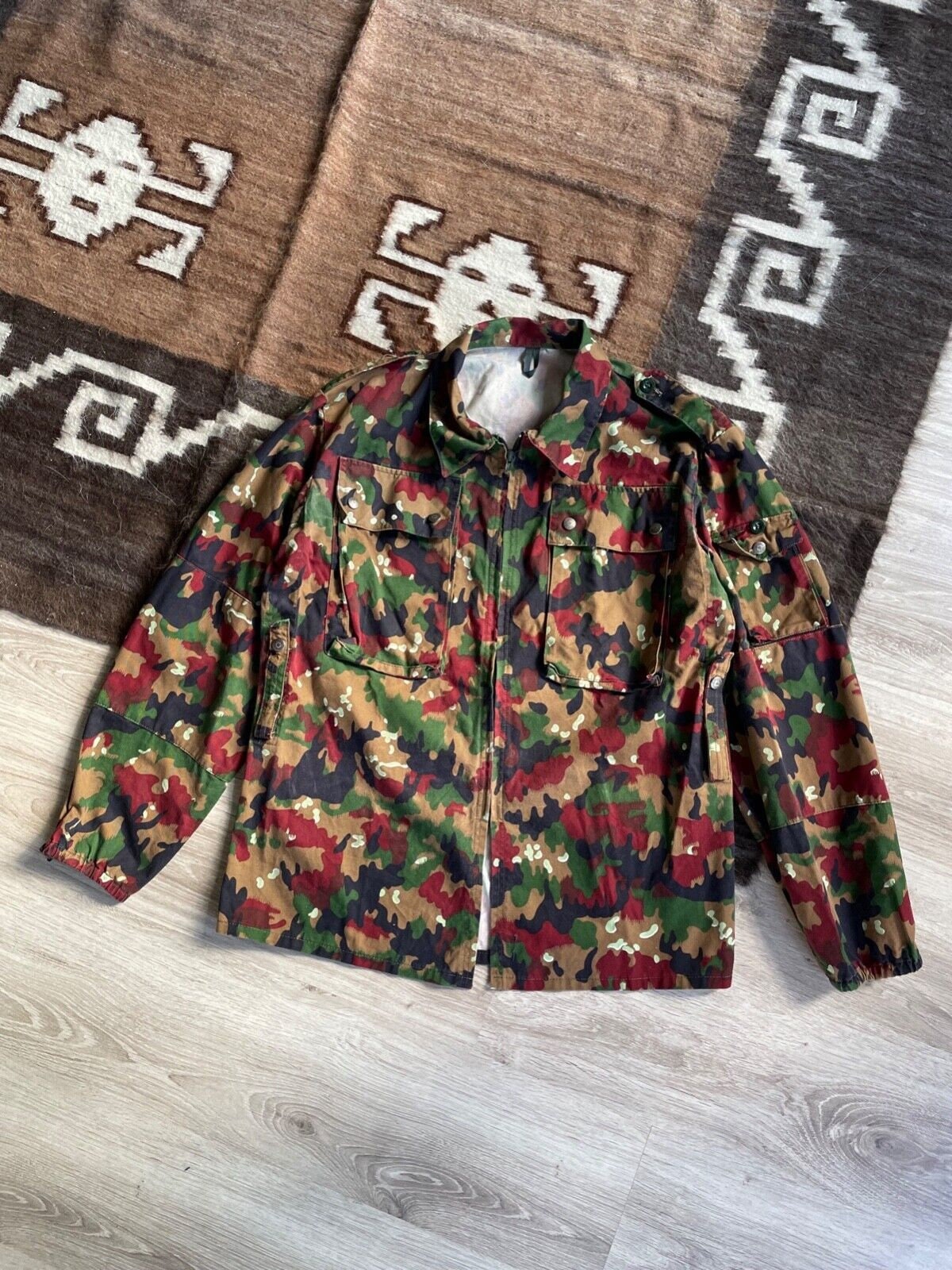 Swiss Military Vintage 90s Camo Men's Army Camo Full Zip Swiss Military Vintage 90s Camo Men's Army Camo Full Zip