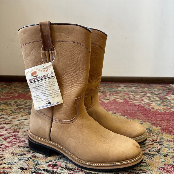 Cowboy Classic Hand Crafted Made Men's Brown Leather Boots Size US 11 EU 44