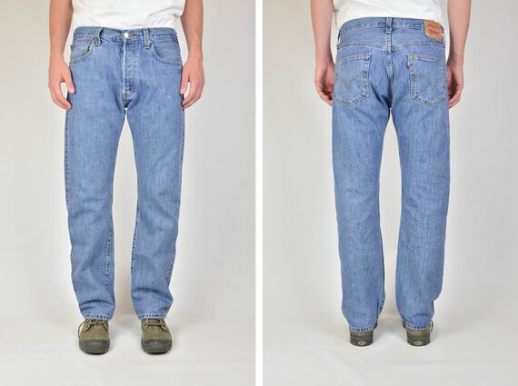 Men's Levis 501 Vintage Blue Straight Fit Denim Jeans Size - Etsy