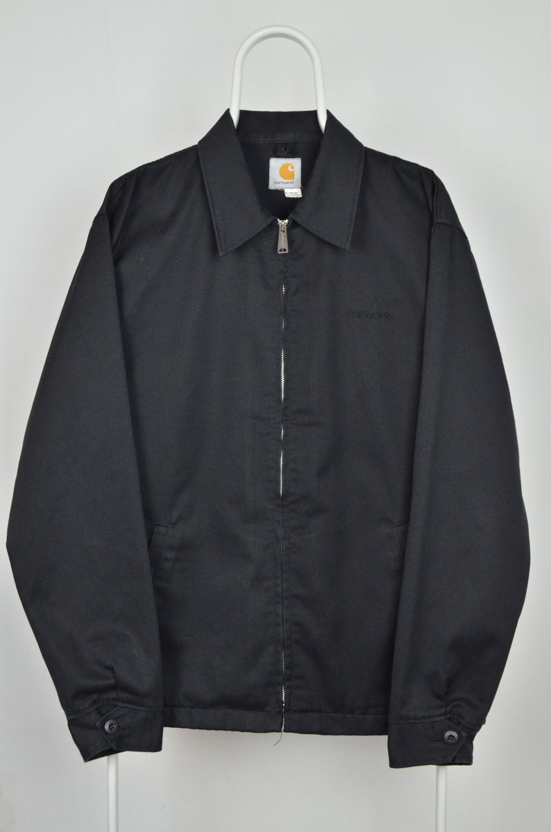 Men\u2019s Carhartt Vintage 00s Retro Black Logo Cotton Jacket Coat Size XL