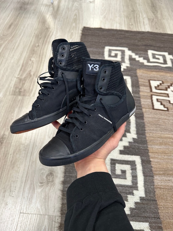 Y 3 Yohji Yamamoto X Adidas Neo Women s Hi Top Black Sneakers Size US 7.5 Etsy