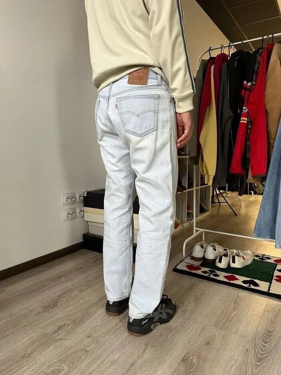 Levis 501 USA Made Vintage 90s Mens Light Blue Distressed Levis 501 USA Made Vintage 90s Mens Light Blue Distressed