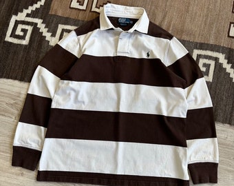 Polo Ralph Lauren Vintage 90s Men's Stripped Rugby T Shirt Size XL