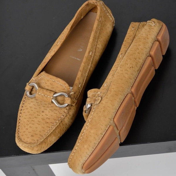 Prada Women's Brown Buckle Leather Moccasins Size US 6.5 EU 36.5