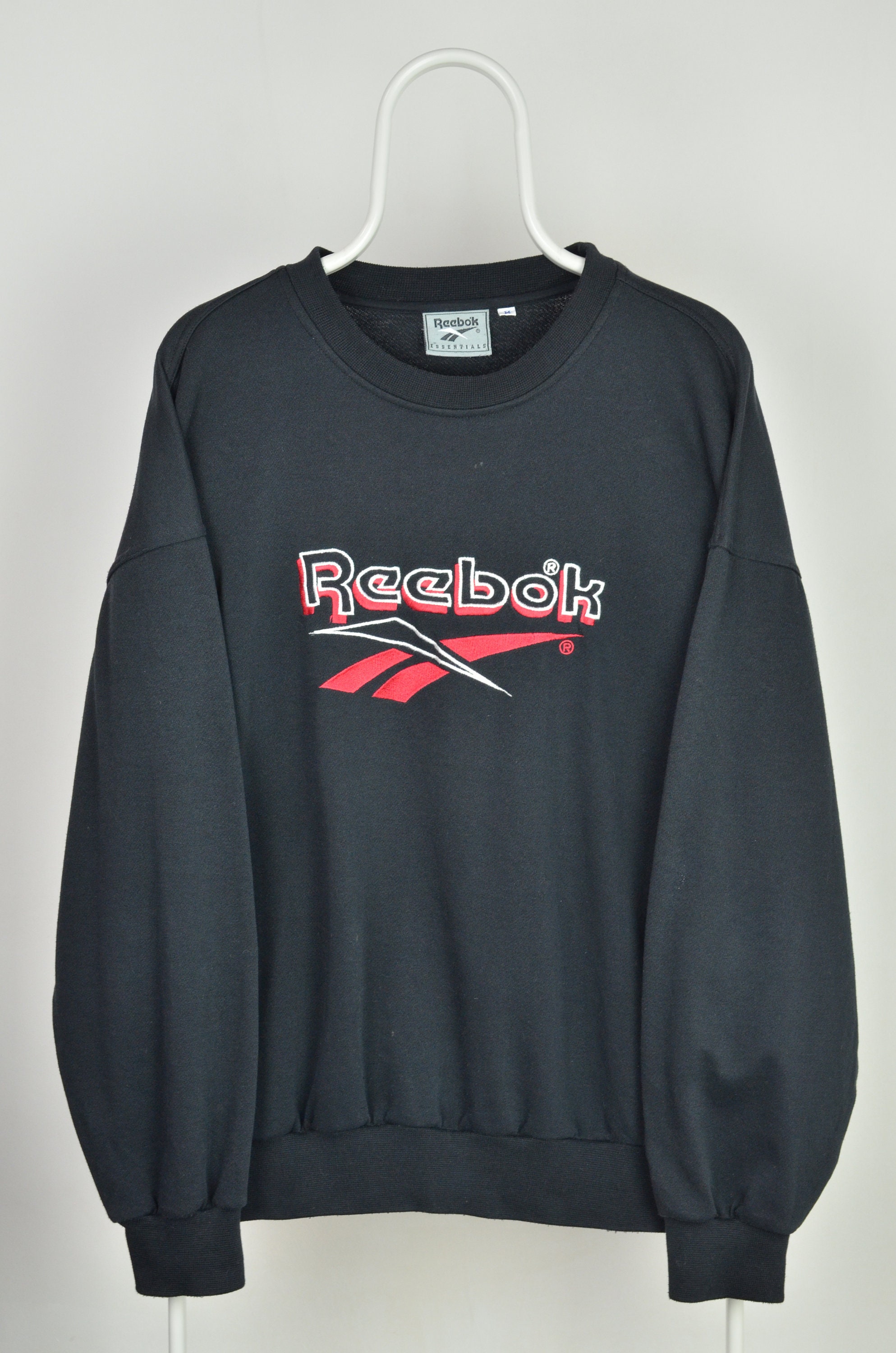 Men's Reebok Vintage 90s Retro Big Logo Black Crew Neck | Etsy