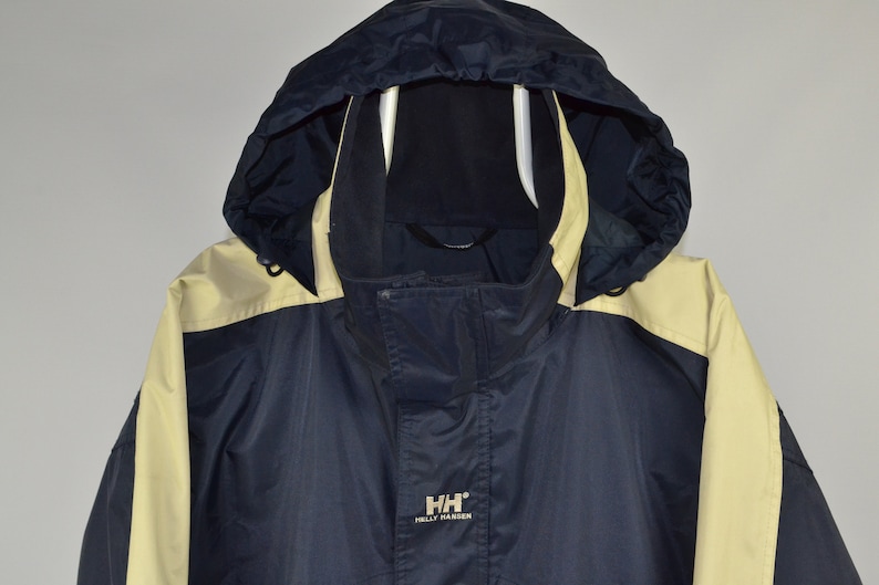 Men/'s Helly Hansen Vintage 90s Retro Navy Waterproof Windbreaker Hiking Trekking Raincoat Jacket Size L