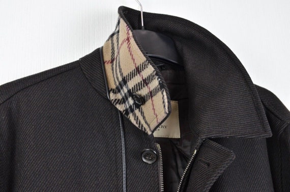 Burberry Mens Wool Cashmere Brown Luxury Over Coat Jacket Size 48